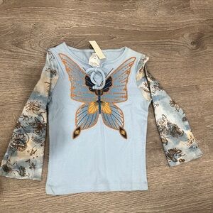 Butterfly Design Kids Shirt - Blue